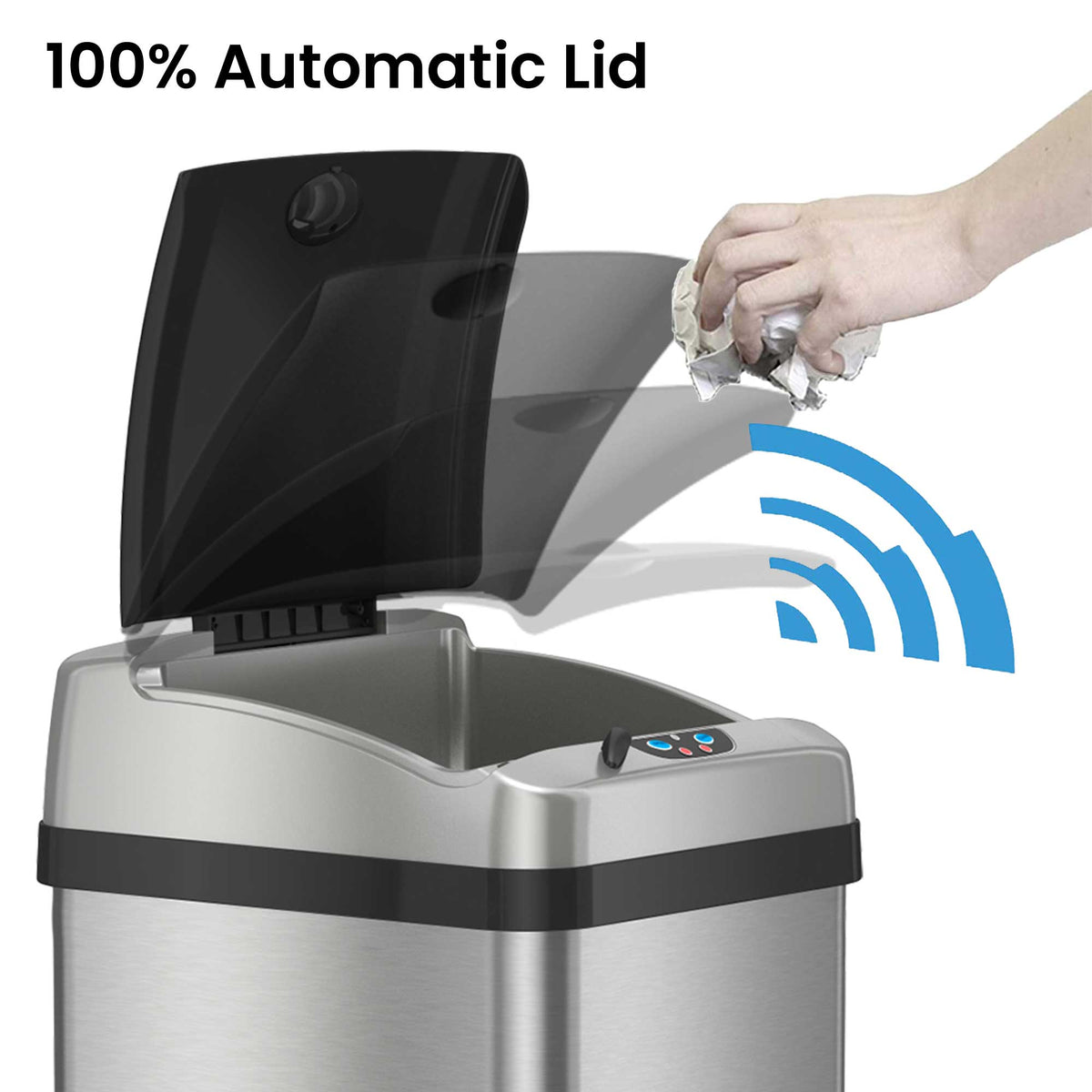 iTouchless 13 Gallon and 2.5 Gallon Kitchen and Bathroom Platinum Edition Sensor Trash Cans Combo Pack 100% automatic lid