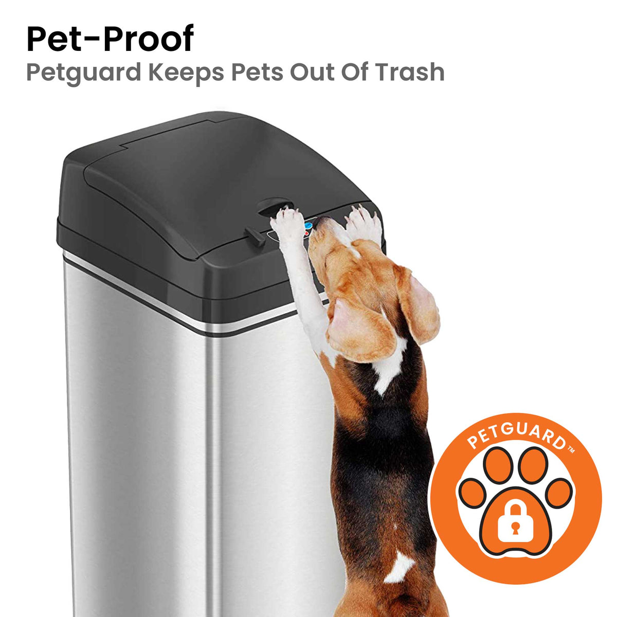 iTouchless 13 Gallon Sensor Trash Can with Pet-Proof Lid Pet-Proof Lid