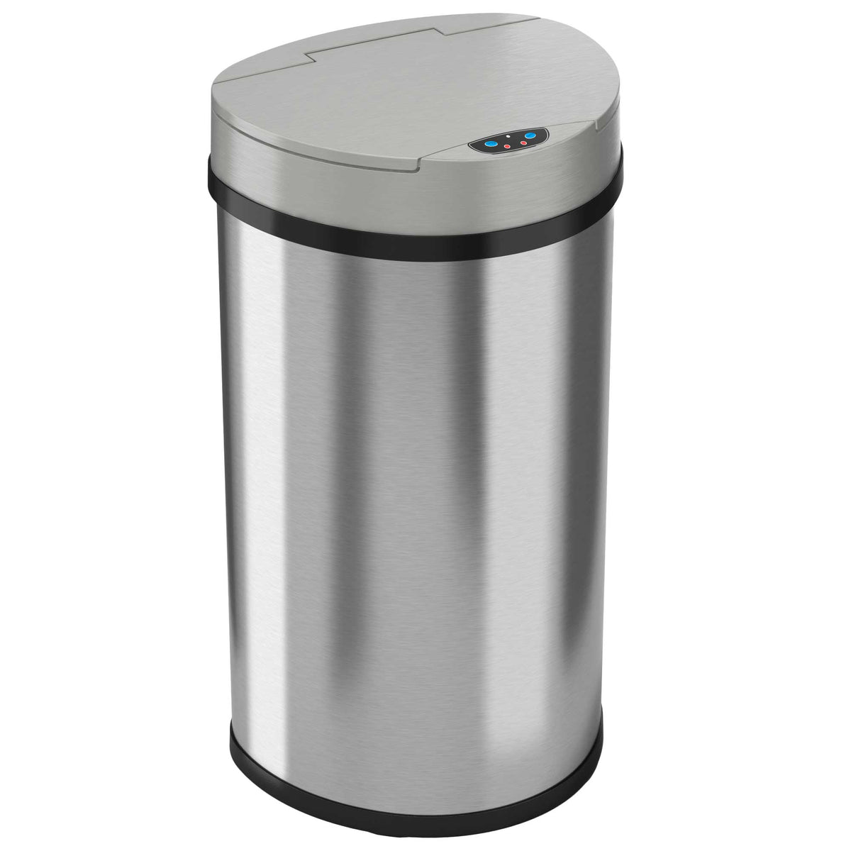 13 Gallon Semi-Round Stainless Steel Sensor Trash Can with Odor Filter