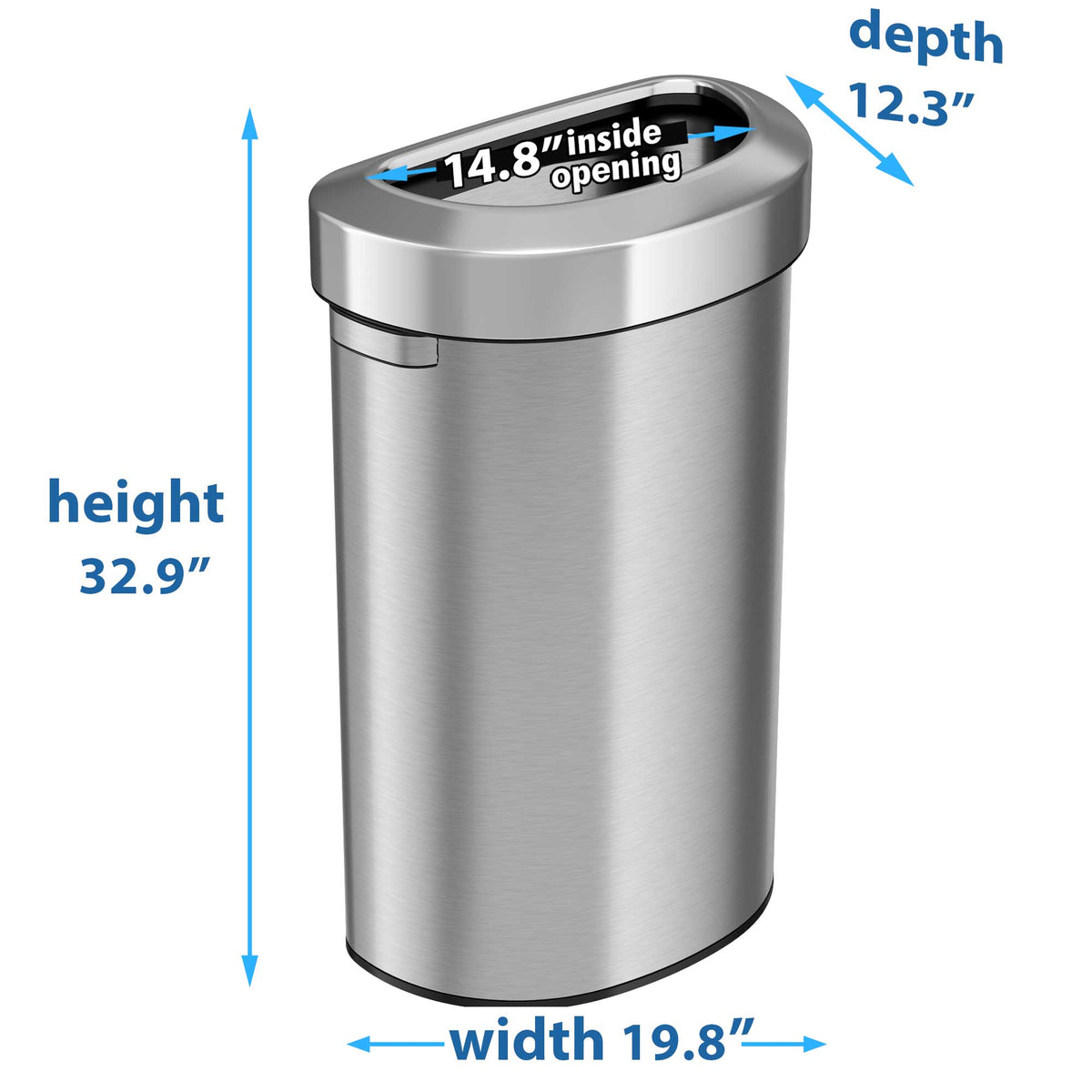 23 Gallon / 87 Liter Semi-Round Open Top Trash Can dimensions