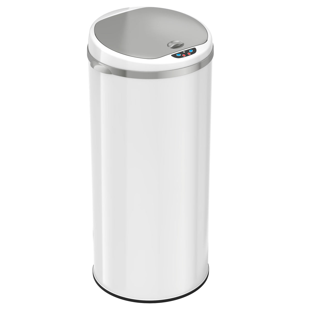 iTouchless 13 Gallon White Stainless Steel Sensor Trash Can with Odor Filter