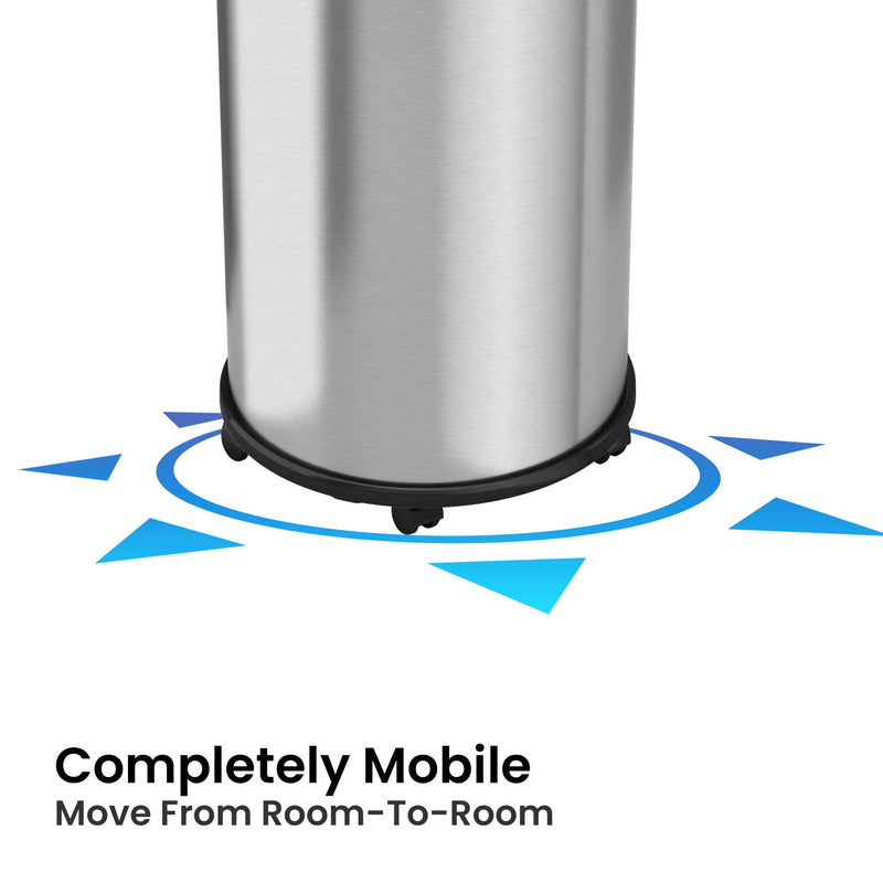 13 Gallon Round Open Top Trash Can with Wheels Completely Mobile