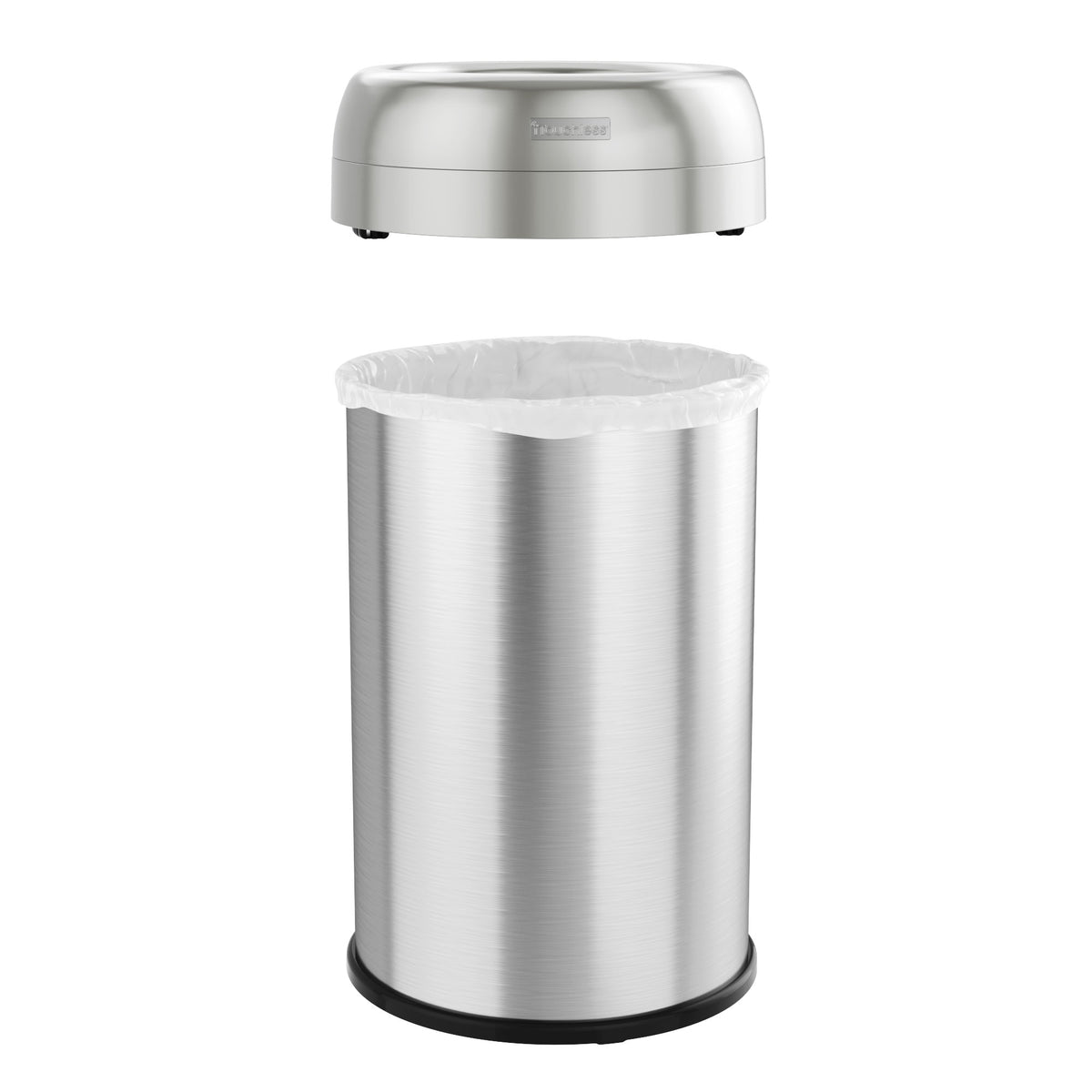 13 Gallon Round Open Top Trash Can with Wheels snug fit lid