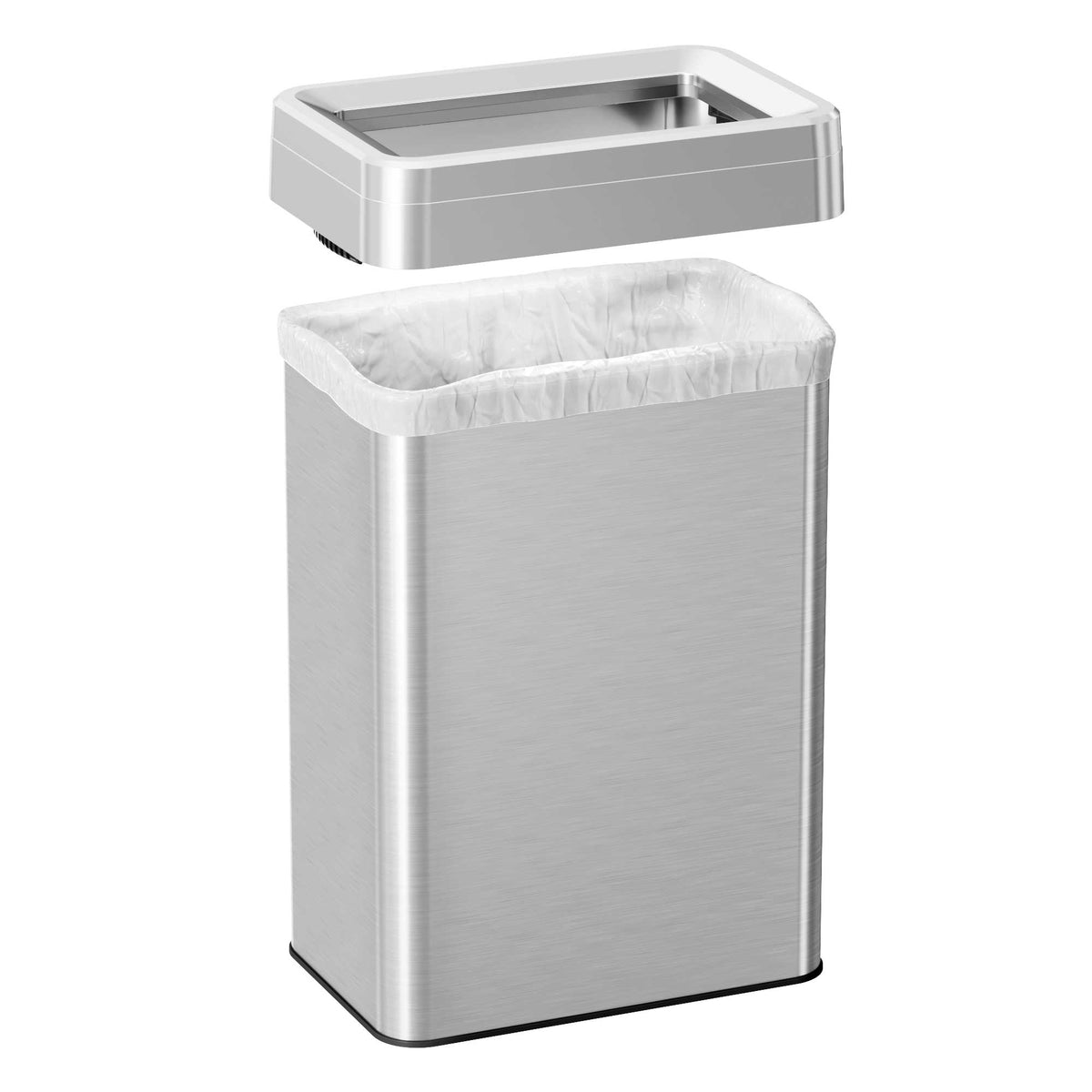 16 Gallon / 60 Liter Rectangular Open Top Trash Can snug fit lid