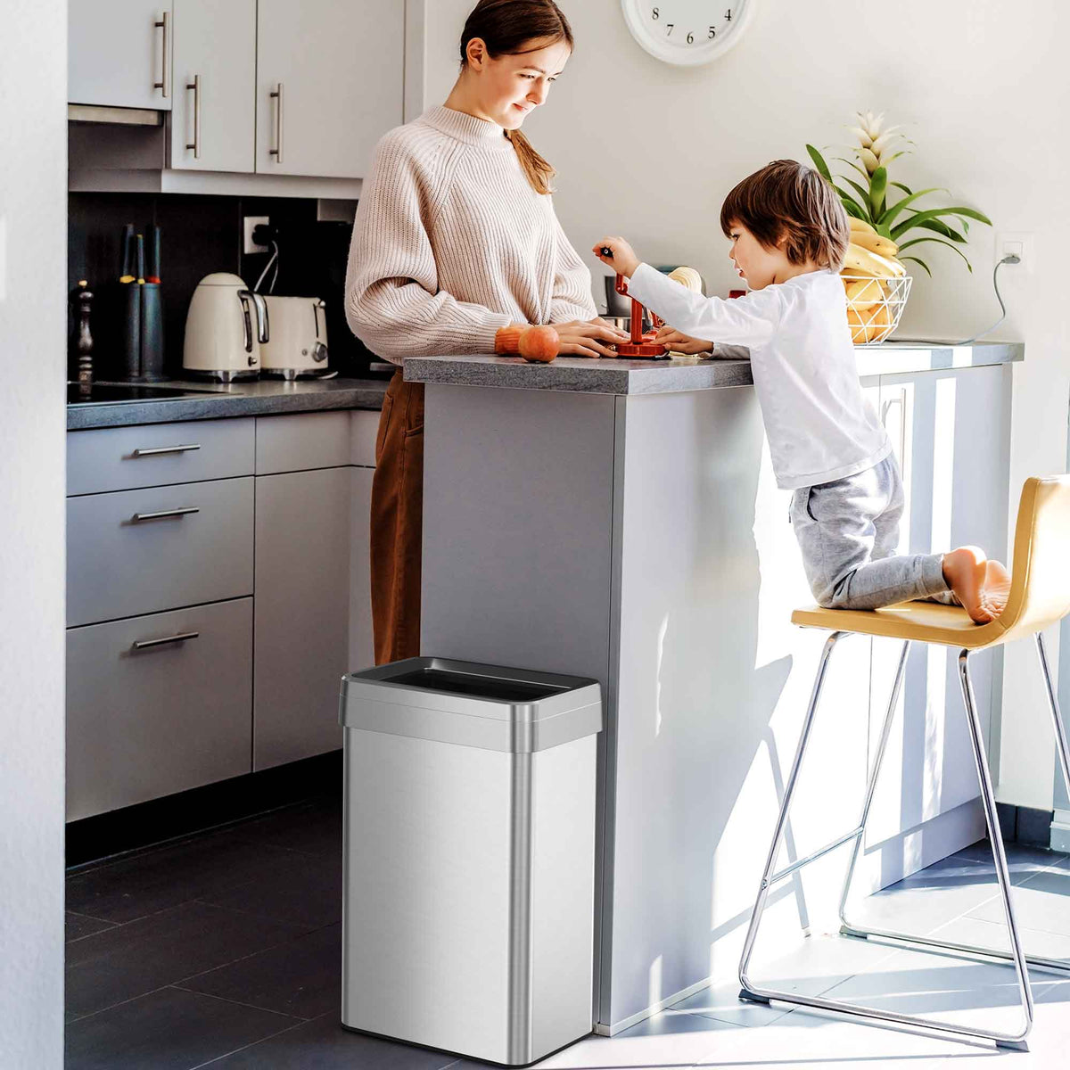 16 Gallon / 60 Liter Rectangular Open Top Trash Can in kitchen