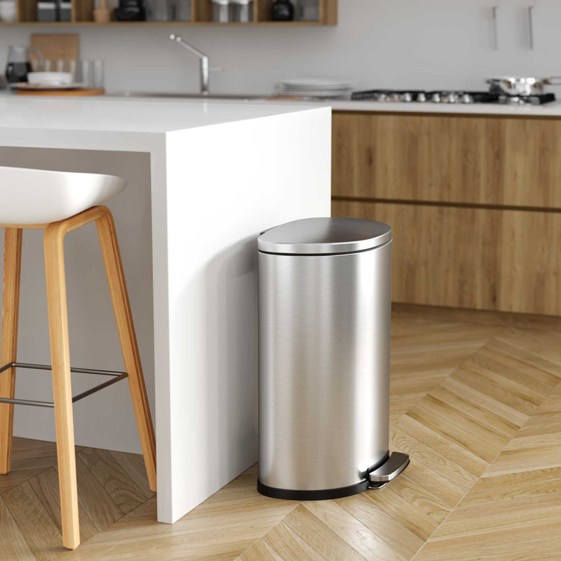 13.2 Gallon / 50 Liter SoftStep Semi-Round Step Pedal Trash Can in kitchen