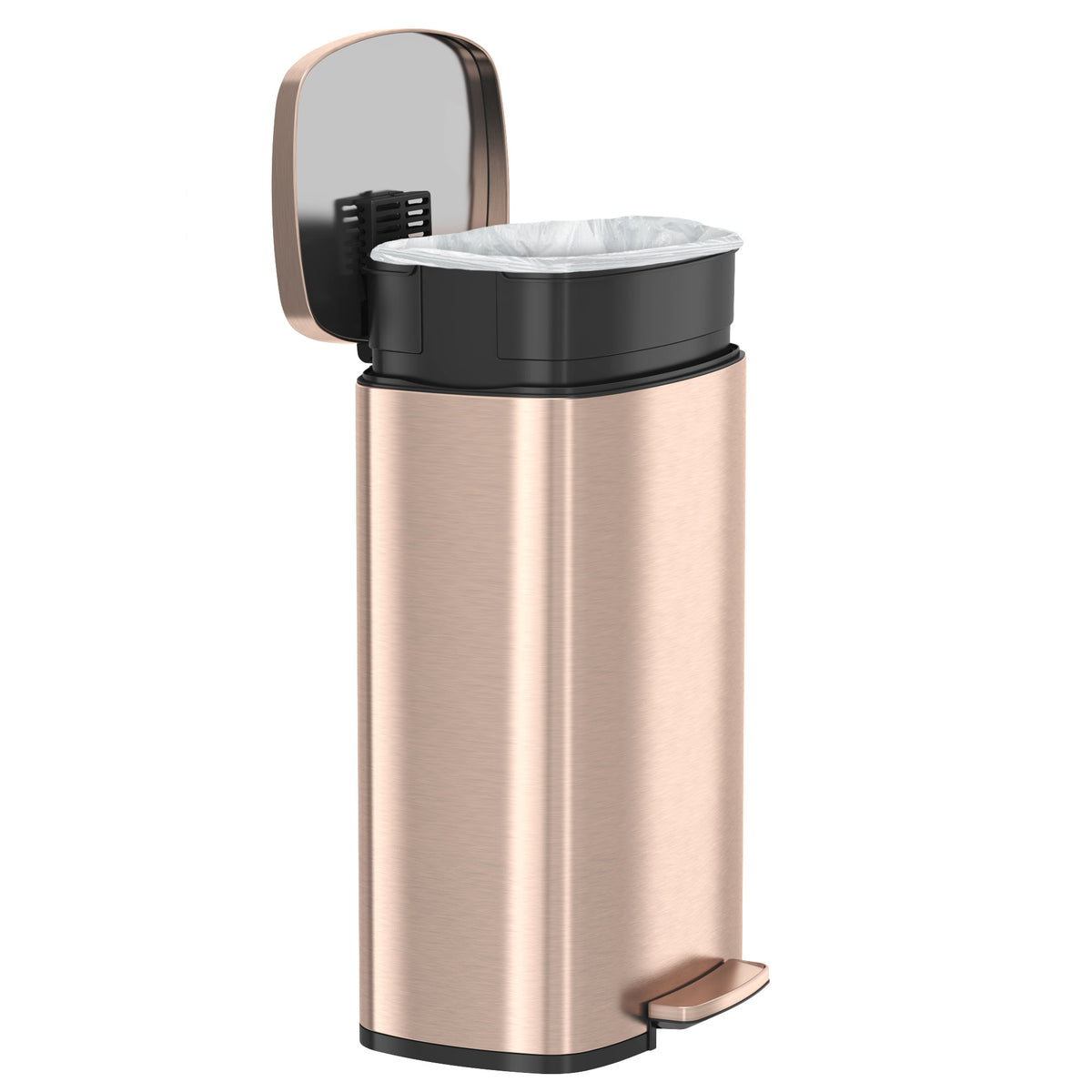 13.2 Gallon / 50 Liter SoftStep Rose Gold Step Pedal Trash Can with removable inner bucket