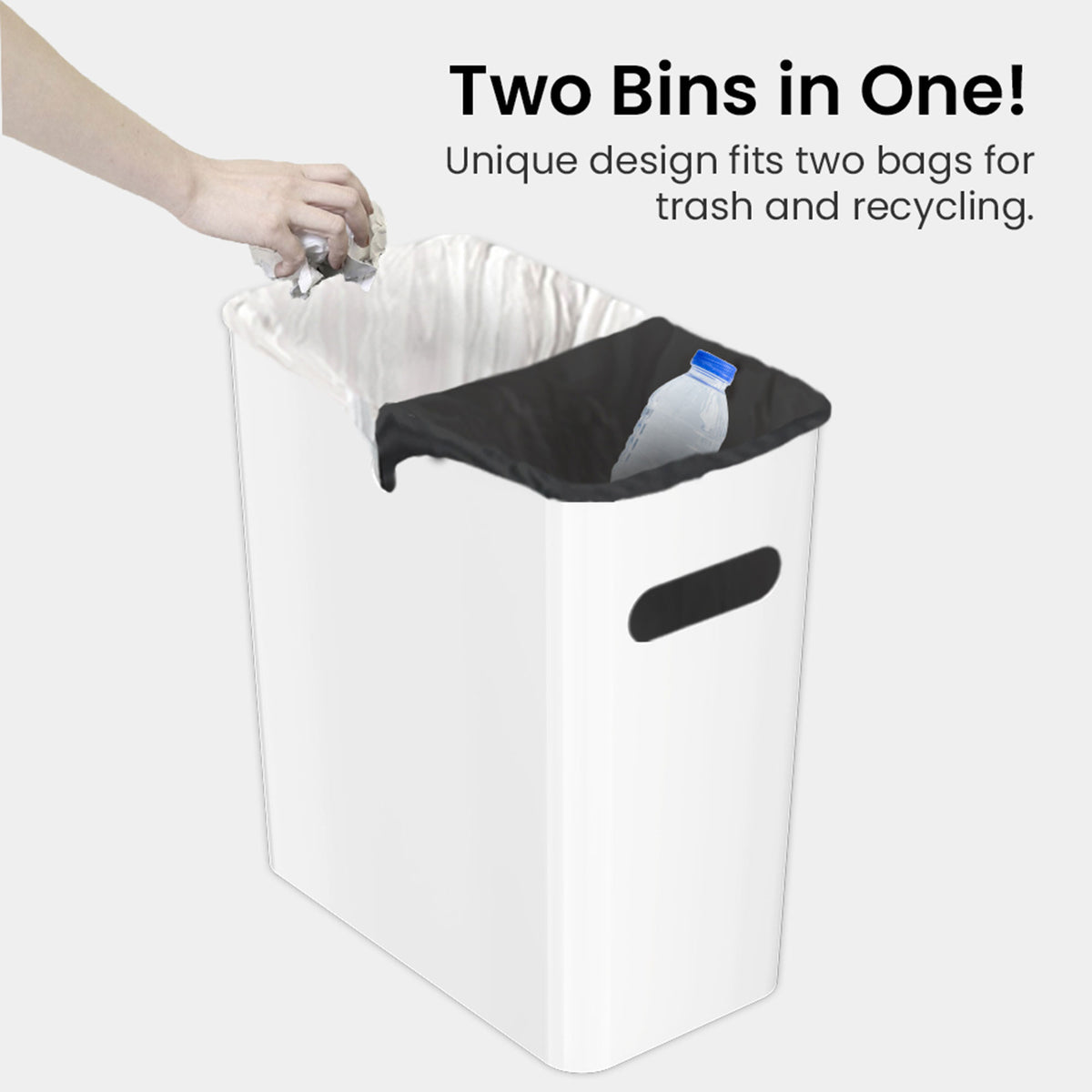 4.2 Gallon / 16 Liter SlimGiant Ivory White Wastebasket two bins in one