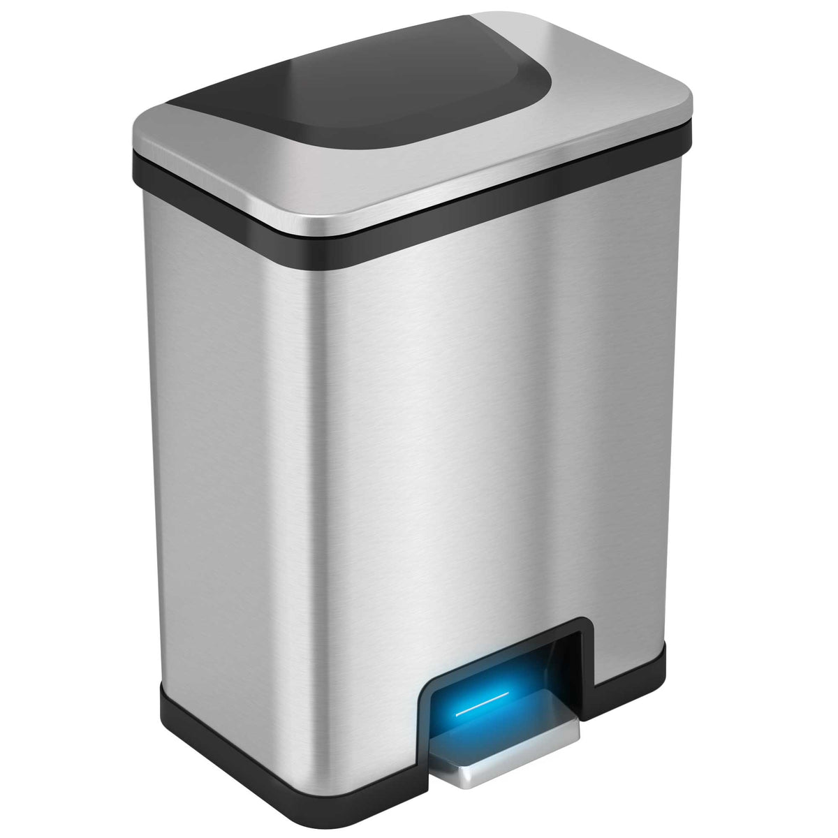 13 Gallon AutoStep Stainless Steel Pedal Sensor Trash Can with Odor Filter