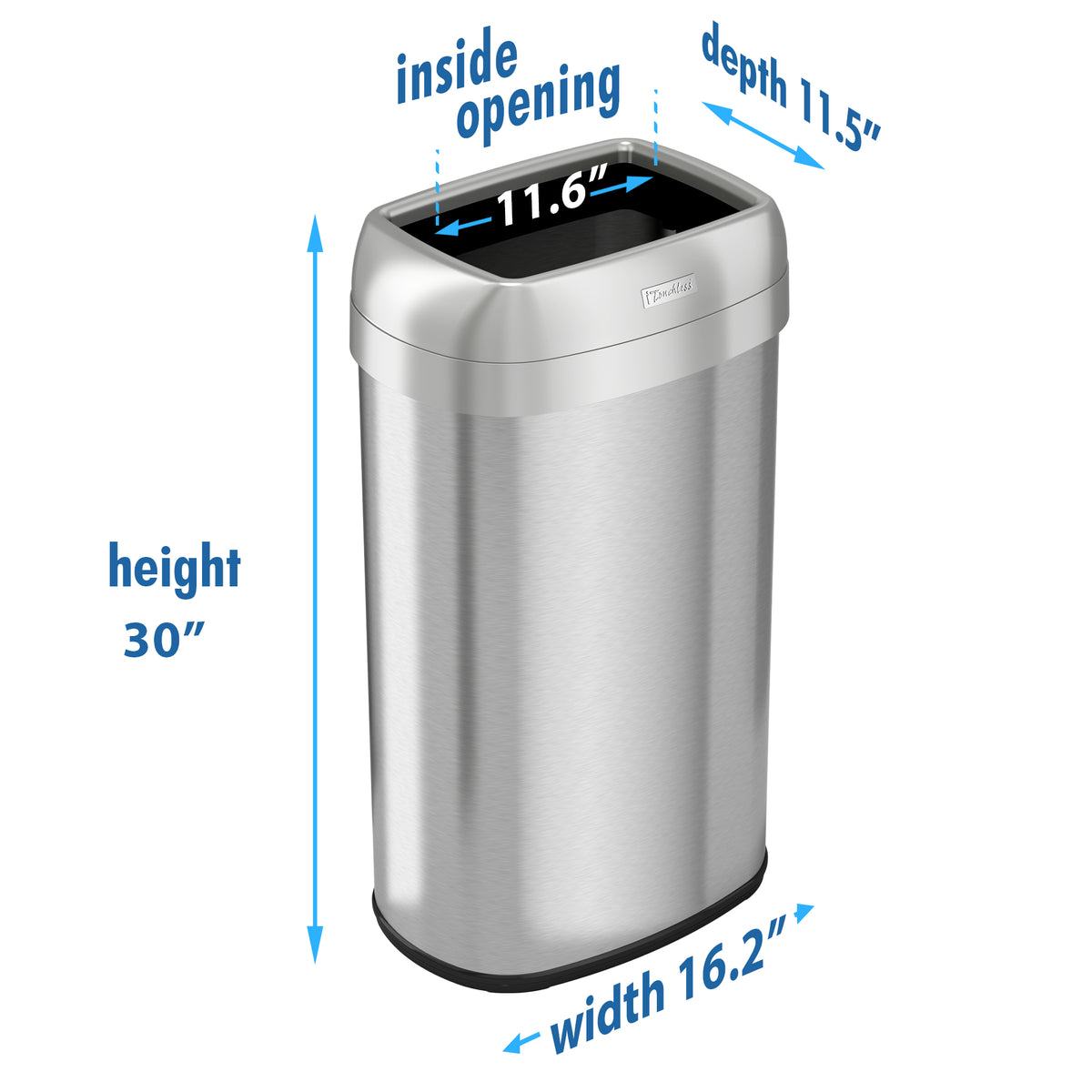 16 Gallon / 60 Liter Elliptical Open Top Trash Can dimensions