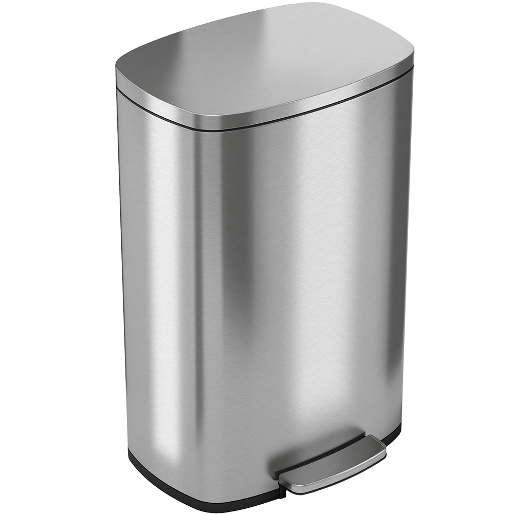 13-Gallon Stainless Steel Step Trash Can with Fingerprint-Resistant Finish