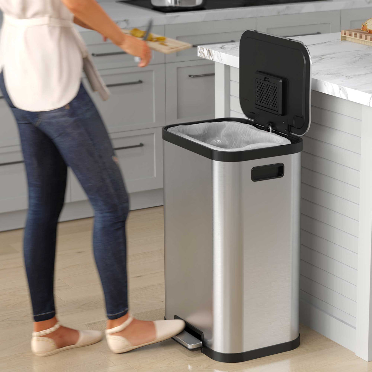 13.2 Gallon / 50 Liter SoftStep ProX Step Pedal Trash Can in Kitchen