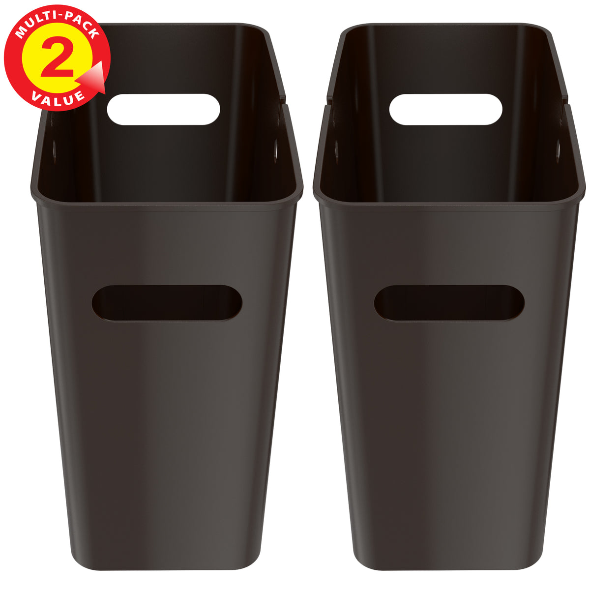 4.2 Gallon / 16 Liter SlimGiant Mocha Black Wastebasket (2-Pack)