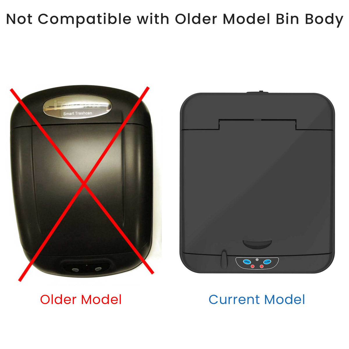 Not Compatible with Older Model Bin Body; Older Model; Current Model