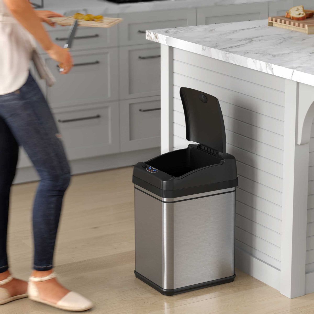 iTouchless Sensor Trash Can with Pet-Proof Lid in kitchen