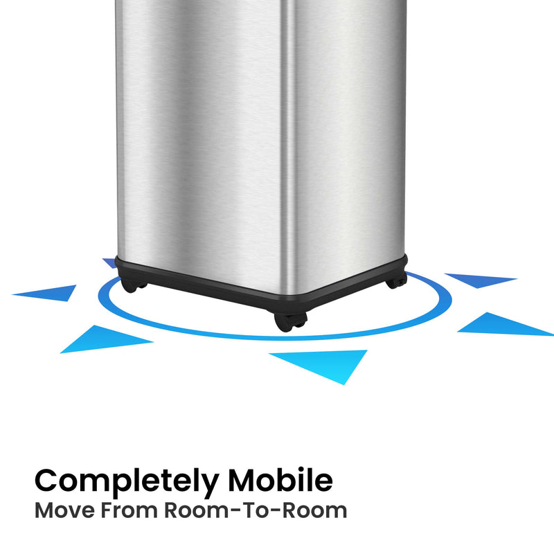 iTouchless Stainless Steel Trash Can with wheels Completely mobile