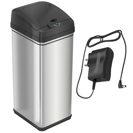  iTouchless AutoStep 13 Gallon Automatic Step Sensor Trash Can  with Odor Control System, Stainless Steel Kitchen Pedal Touchless Garbage  Bin, Powered by Batteries or AC Adapter (not Included) : Home 