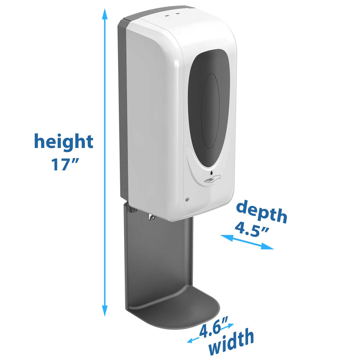 iTouchless Sensor Sanitizer Dispenser with Wall Mount Dimensions