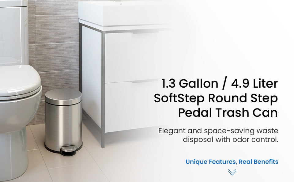 1.3 Gallon / 4.9 Liter SoftStep Slim Step Pedal Trash Can – iTouchless  Housewares and Products Inc.