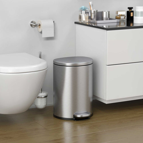 3 Gallon / 11.4 Liter SoftStep Semi-Round Step Pedal Trash Can in bathroom