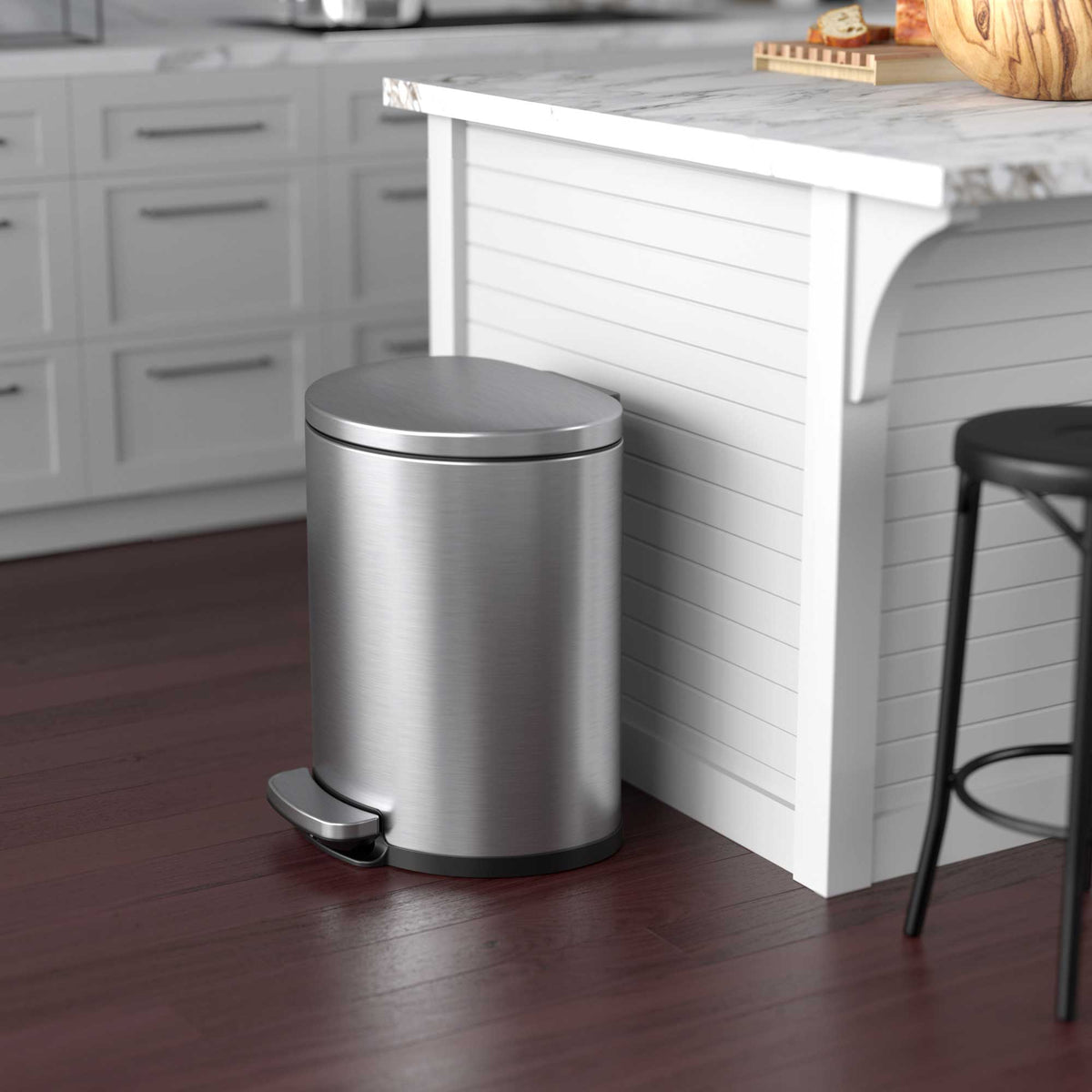 5 Gallon / 19 Liter SoftStep Semi-Round Step Pedal Trash Can in kitchen