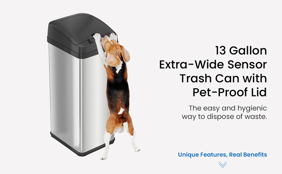 13 Gal. Square Extra Wide Opening Touchless Trash Can IT13MX