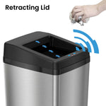 iTouchless 14 Gallon Stainless Steel Sliding Lid Sensor Trash Can with Odor Filter 