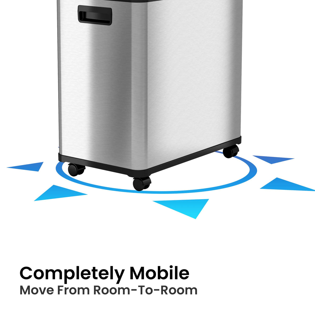 16 Gallon Dual-Compartment Stainless Steel Sensor Recycle Bin/Trash Can with Black Lid Completely Mobile
