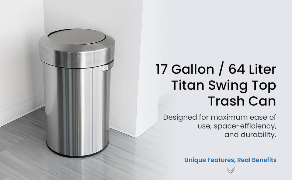 17 Gallon / 64 Liter Titan Swing Top Trash Can – iTouchless Housewares and  Products Inc.