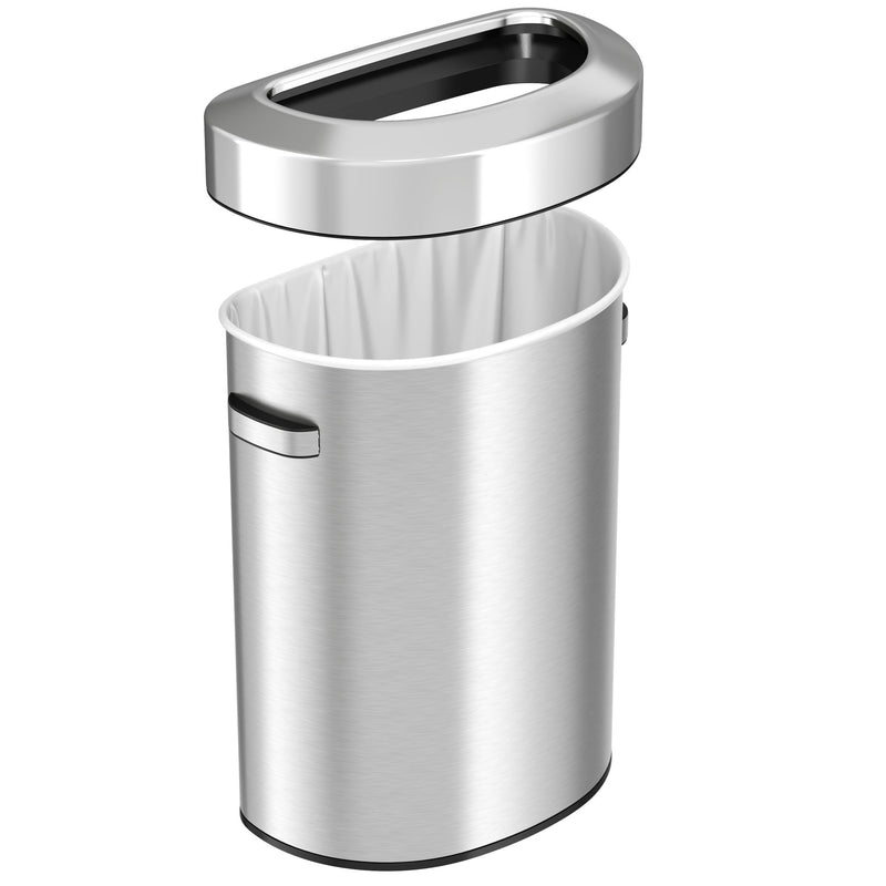 18 Gallon / 68 Liter Semi-Round Open Top Trash Can snug fit lid