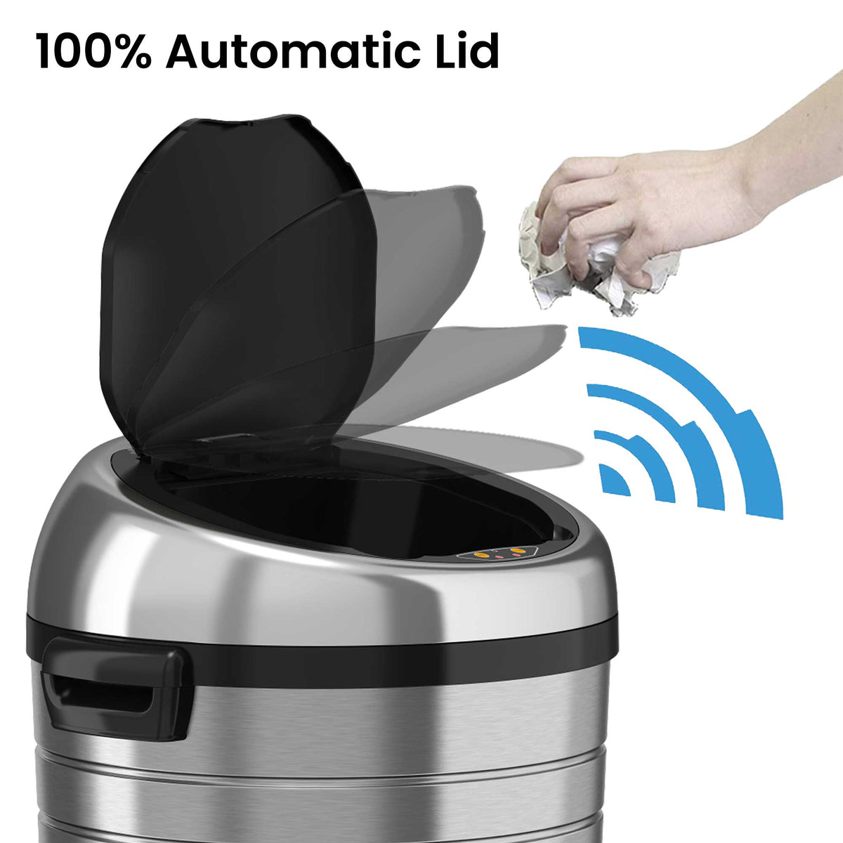 iTouchless 18 Gallon Sensor Trash Can with Wheels 100% Automatic Lid