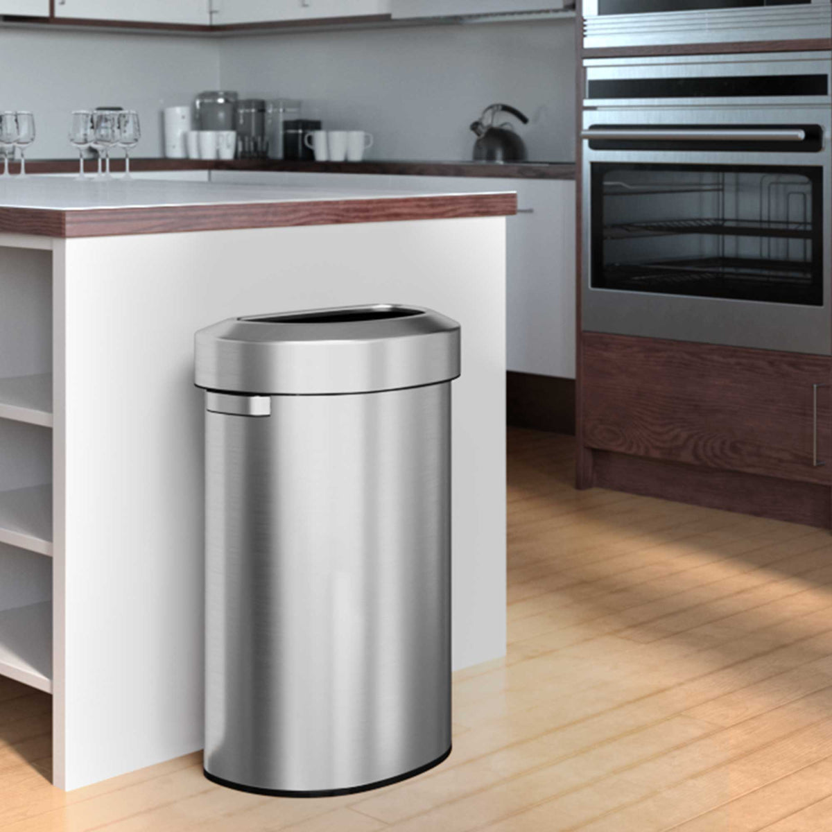 Dropship 14.5-gal Plastic Semi Round Kitchen Step Trash Can to Sell Online  at a Lower Price