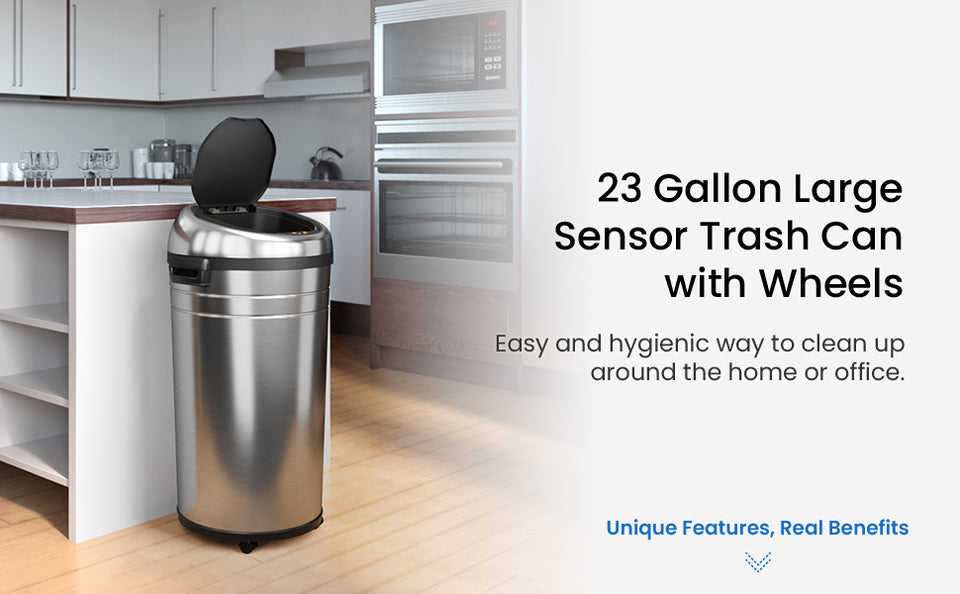 23 Gallon Large Sensor Trash Can with Wheels