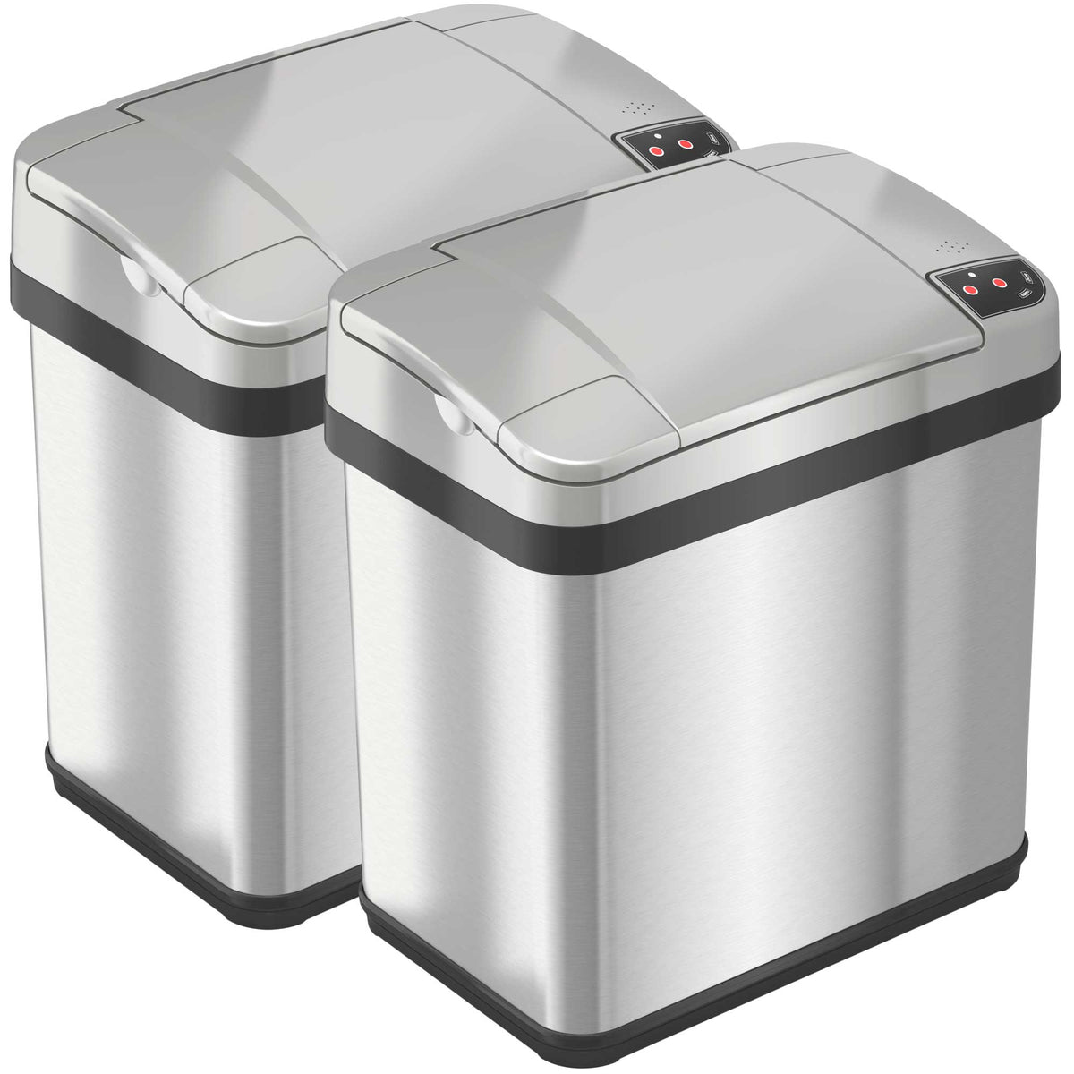 2.5 Gallon / 9.5 Liter Stainless Steel Sensor Bathroom Trash Can (2-Pack)