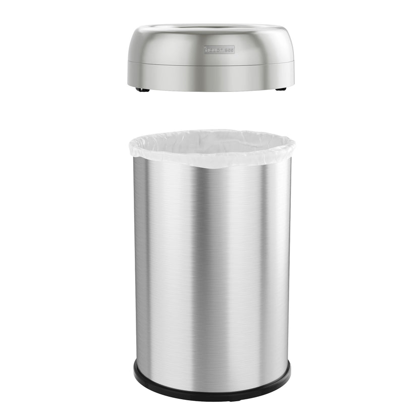 13 Gallon Stainless Steel Open Top Kitchen Trash Can with Dual Odor ...