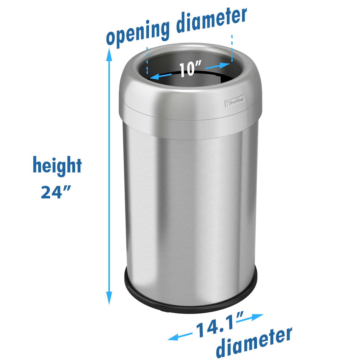 13 Gallon Round Open Top Trash Can dimensions