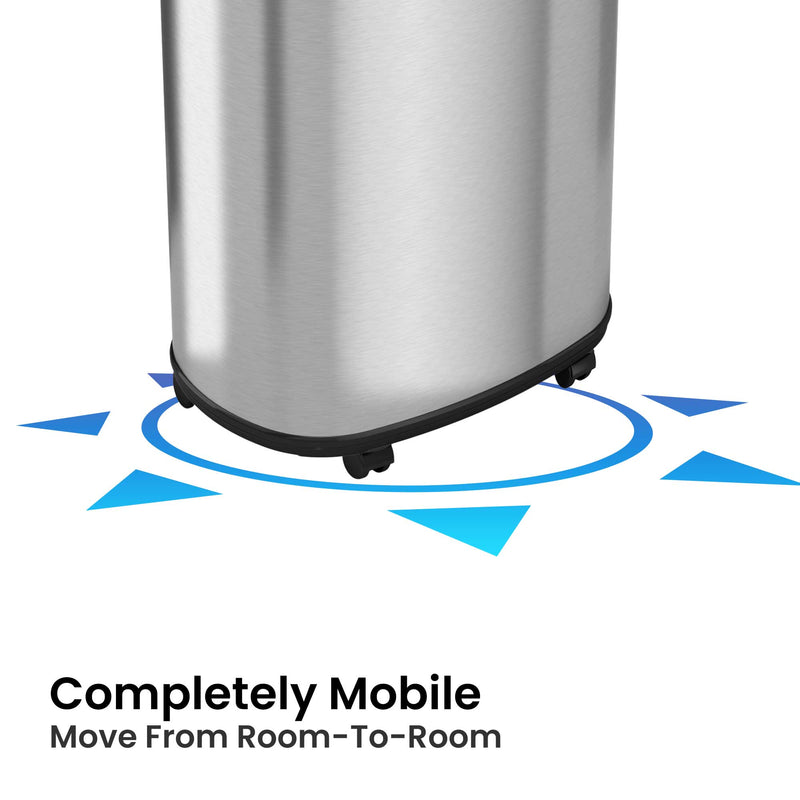 13 Gallon Elliptical Open Top Trash Can with Wheels Completely Mobile