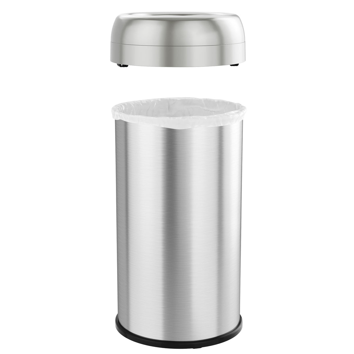 16 Gallon / 60 Liter Round Open Top Trash Can with Wheels snug fit lid