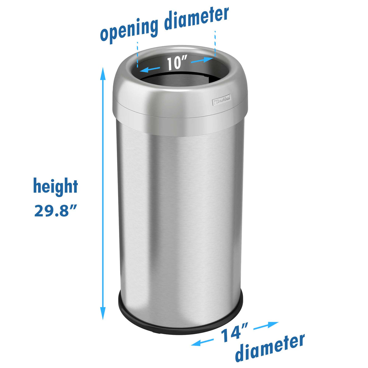 16 Gallon / 60 Liter Round Open Top Trash Can dimensions