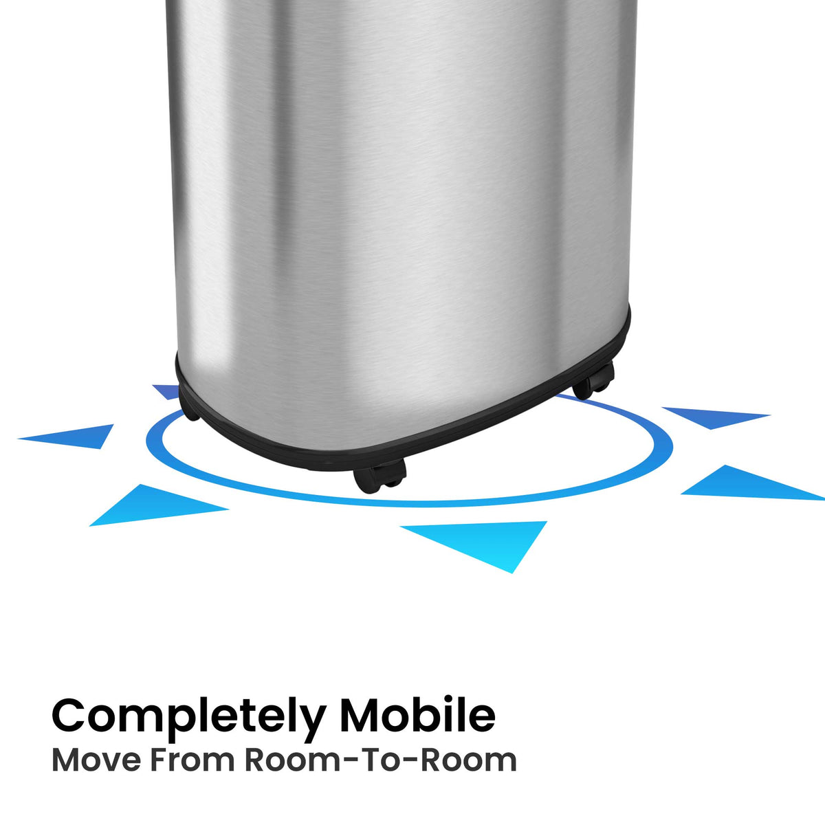 16 Gallon / 60 Liter Elliptical Open Top Trash Can with Wheels Completely Mobile