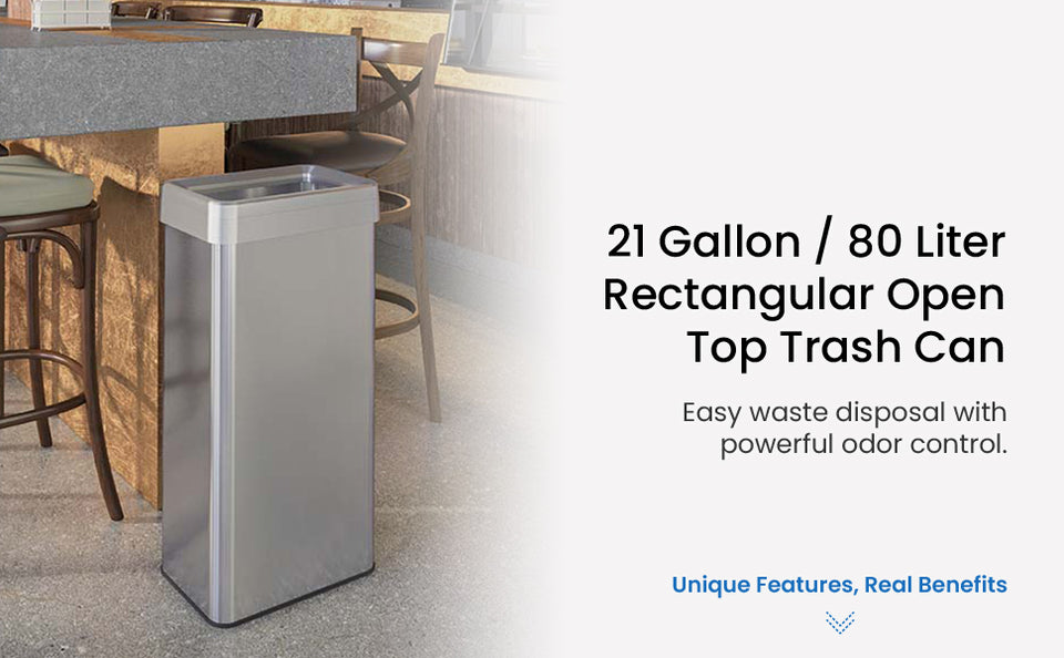 21 Gallon / 80 Liter Rectangular Open Top Trash Can – iTouchless