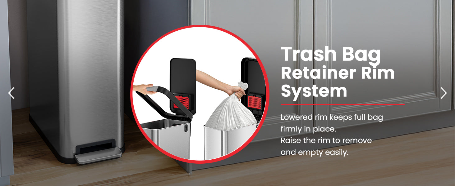 trash bag retainer rim system