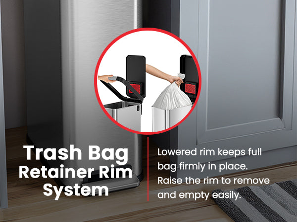 trash bag retainer rim system