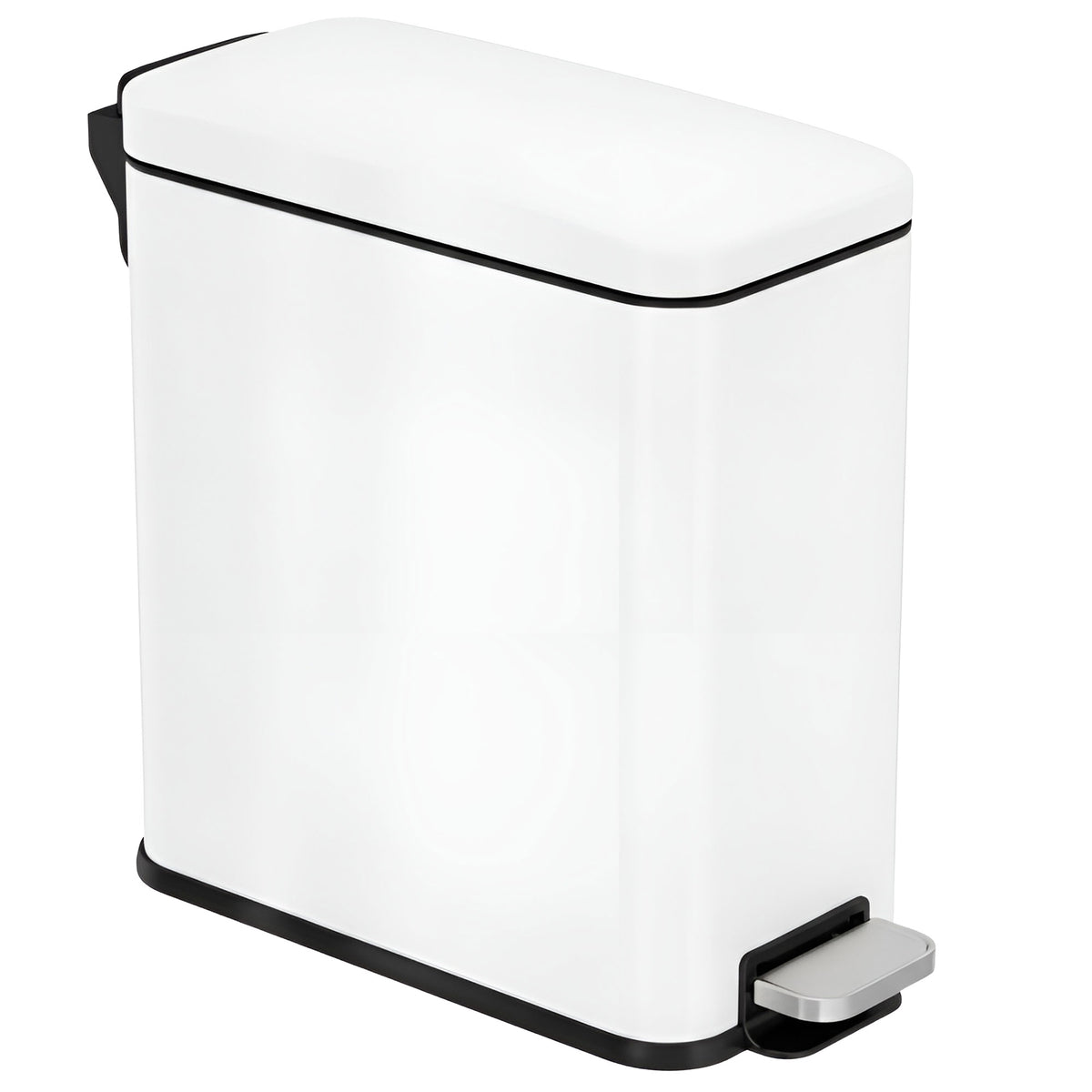 Main product image of the iTouchless PS03RWH 11 Liter (3 Gallon) slim step trash can in white stainless steel finish