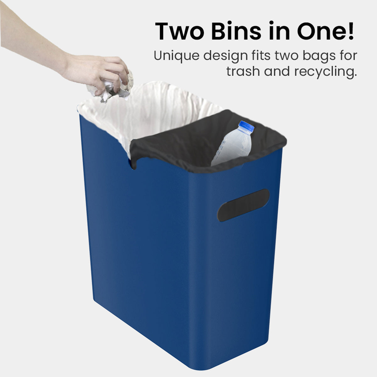 4.2 Gallon / 16 Liter SlimGiant Blue Wastebasket two bins in one