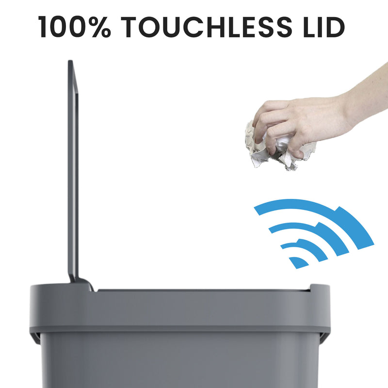 13.2 Gallon / 50 Liter Prime Gray Plastic Sensor Kitchen Trash Can 100% touchless sensor