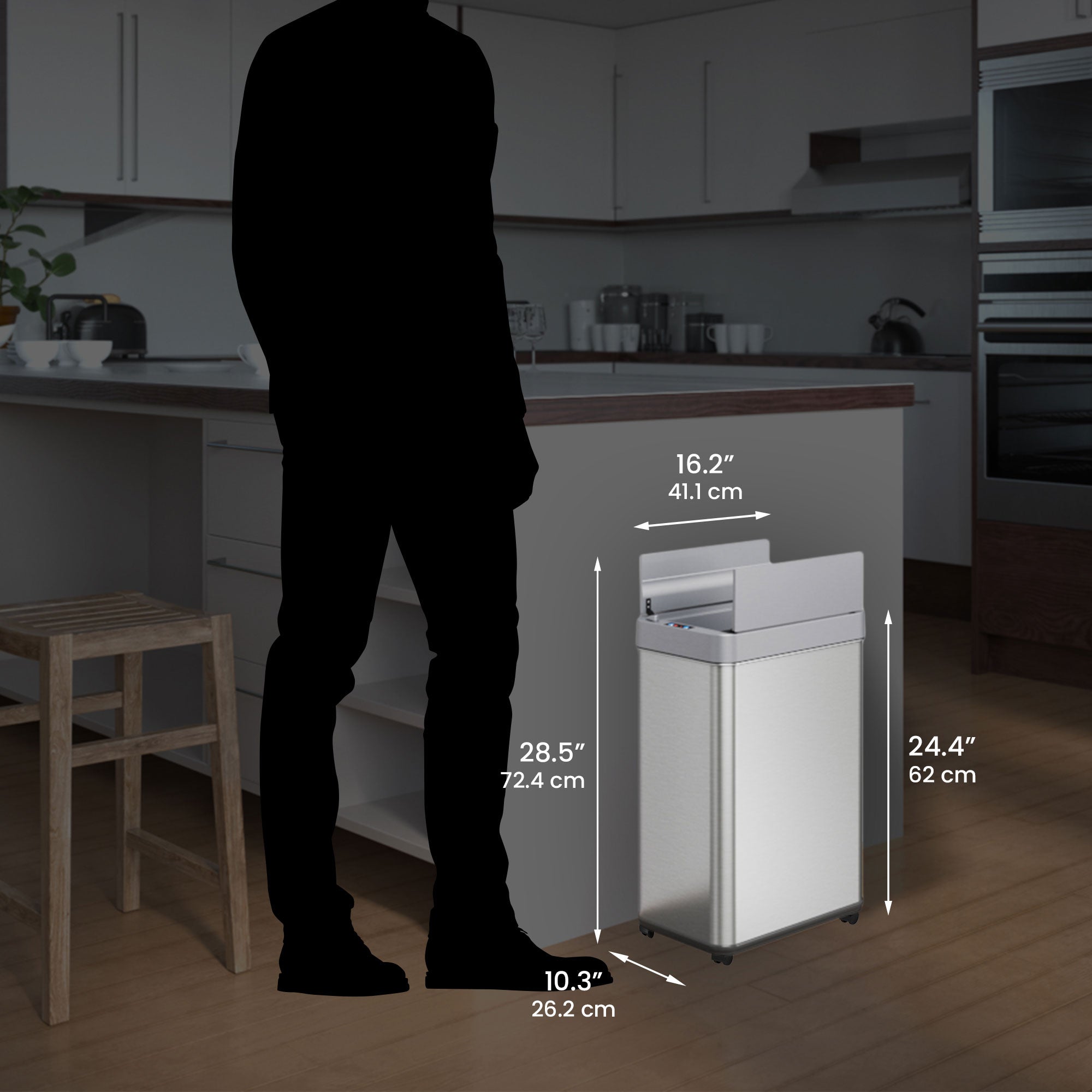 邦楽 Think Tank EAT ONE 12inch 13 Gallon Self-Contained Electric-Motor Sensor Kitchen Trash
