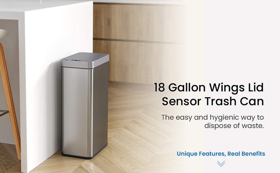 18 Gallon Large Sensor Trash Can with Wheels – iTouchless Housewares and  Products Inc.