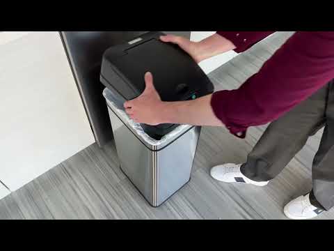 50 Liter / 13 Gallon Stainless Steel Sensor Kitchen Trash Can with Abs ...