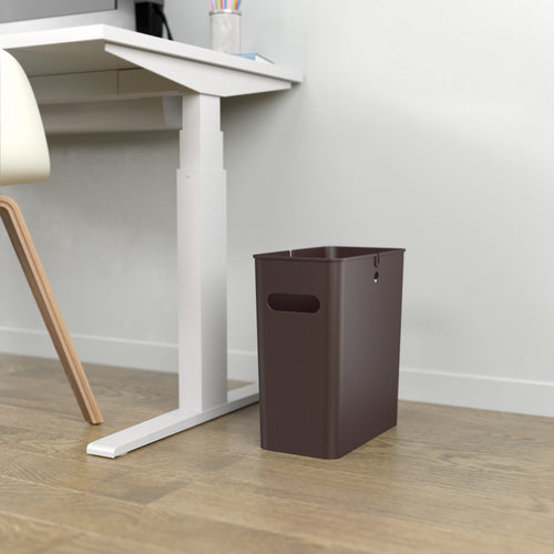 4.2 Gallon / 16 Liter SlimGiant Mocha Black Wastebasket in office